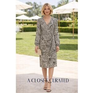 Jay Godfrey Animal Print Midi Dress